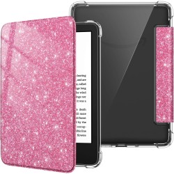 FINTIE Étui pour 6" Kindle (11e Génération, Modèle 2024/2022), Étui Transparent en TPU Souple Housse Veille/Réveil Auto, Magenta