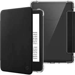 FINTIE Étui pour 6" Kindle (11e Génération, Modèle 2024/2022), Étui Transparent en TPU Souple Housse Veille/Réveil Auto, Noir