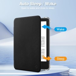 FINTIE Étui pour 6" Kindle (11e Génération, Modèle 2024/2022), Étui Transparent en TPU Souple Housse Veille/Réveil Auto, Noir