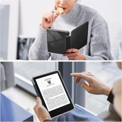 FINTIE Étui pour 6" Kindle (11e Génération, Modèle 2024/2022), Étui Transparent en TPU Souple Housse Veille/Réveil Auto, Noir