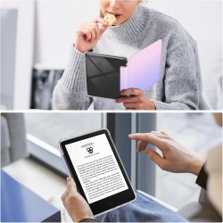 FINTIE Étui pour 6" Kindle (11e Génération, Modèle 2024/2022), Étui Transparent en TPU Souple Housse Veille/Réveil Auto, Ombre F