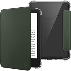 FINTIE Étui pour 6" Kindle (11e Génération, Modèle 2024/2022), Étui Transparent en TPU Souple Housse Veille/Réveil Auto, Vert Al