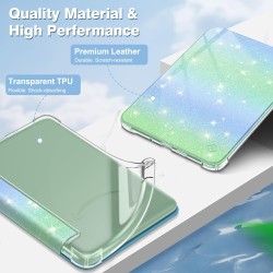 FINTIE Étui pour 6" Kindle (11e Génération, Modèle 2024/2022), Étui Transparent en TPU Souple Housse Veille/Réveil Auto, Vert/Bl