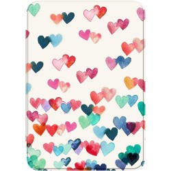 FINTIE Étui pour 6" Kindle (11e Génération, Modèle 2024/2022), Étui Transparent en TPU Souple Housse Veille/Réveil Auto, Coeurs 