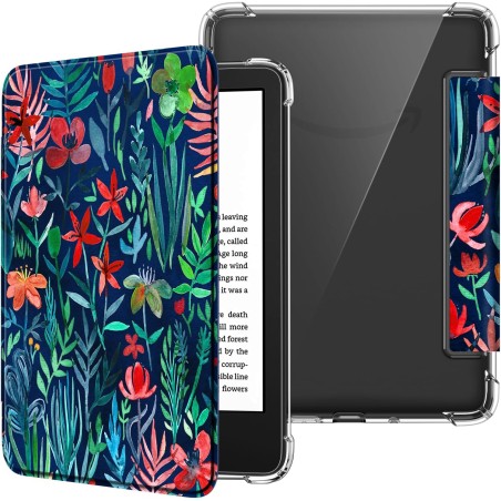 FINTIE Étui pour 6" Kindle (11e Génération, Modèle 2024/2022), Étui Transparent en TPU Souple Housse Veille/Réveil Auto, Jungle 