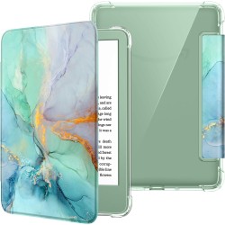 FINTIE Étui pour 6" Kindle (11e Génération, Modèle 2024/2022), Étui Transparent en TPU Souple Housse Veille/Réveil Auto, Marbre 