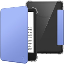 FINTIE Étui pour 6" Kindle (11e Génération, Modèle 2024/2022), Étui Transparent en TPU Souple Housse Veille/Réveil Auto, Bleu Ou