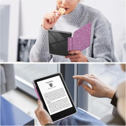 FINTIE Étui pour 6" Kindle (11e Génération, Modèle 2024/2022), Étui Transparent en TPU Souple Housse Veille/Réveil Auto, Violet 