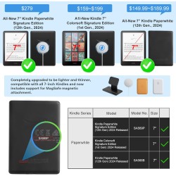 Cobak étui magnétique pour kindle paperblanc 12e génération 2024 (7") et kindle colorsoft - compatible avec iphone magsafe, char