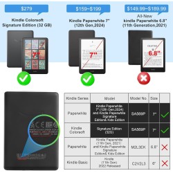 Cobak étui magnétique pour kindle paperblanc 12e génération 2024 (7") et kindle colorsoft - compatible avec iphone magsafe, char