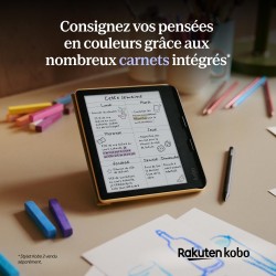 Kobo libra colour blanc | liseuse ebook couleur | écran couleur e ink kaleido™ 3 sans reflets de 7" | option mode sombre | étanc