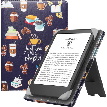 Stand étui universel pour tout le 6-7 pouces ereaders, folio stand coque housse avec dragonne compatible avec kindle paperblanc 