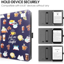 Stand étui universel pour tout le 6-7 pouces ereaders, folio stand coque housse avec dragonne compatible avec kindle paperblanc 