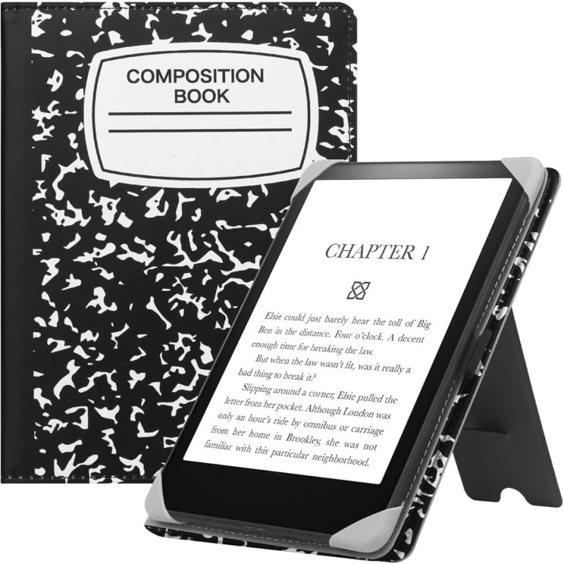 Stand étui universel pour tout le 6-7 pouces ereaders, folio stand coque housse avec dragonne compatible avec kindle paperblanc 