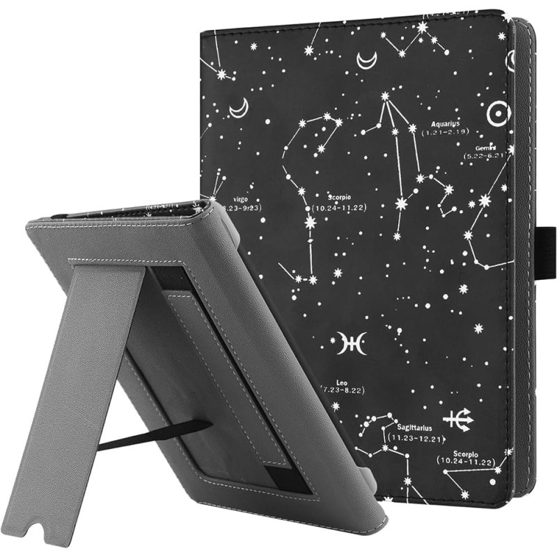 Stand étui universel pour tout le 6-7 pouces ereaders, folio stand coque housse avec dragonne compatible avec kindle paperblanc 
