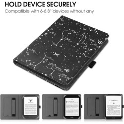 Stand étui universel pour tout le 6-7 pouces ereaders, folio stand coque housse avec dragonne compatible avec kindle paperblanc 