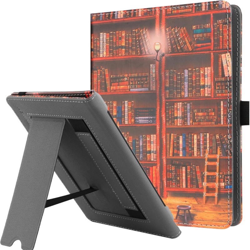 Stand étui universel pour tout le 6-7 pouces ereaders, folio stand coque housse avec dragonne compatible avec kindle paperblanc 