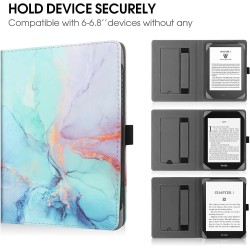 Stand étui universel pour tout le 6-7 pouces ereaders, folio stand coque housse avec dragonne compatible avec kindle paperblanc 