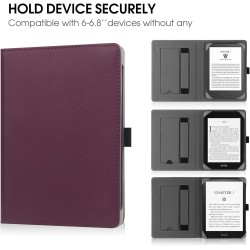Stand étui universel pour tout le 6-7 pouces ereaders, folio stand coque housse avec dragonne compatible avec kindle paperblanc 