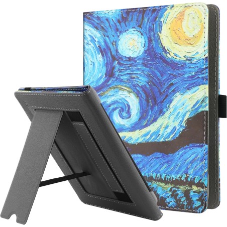 Stand étui universel pour tout le 6-7 pouces ereaders, folio stand coque housse avec dragonne compatible avec kindle paperblanc 