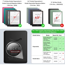 Fintie étui pour 7" kindle paperblanc (12e génération, 2024) et kindle colorsoft (1re génération, 2025/2024), coque avec béquill
