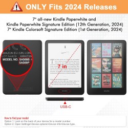 Fintie étui pour 7" kindle paperblanc (12e génération, 2024) et kindle colorsoft (1re génération, 2025/2024), coque fine et lége