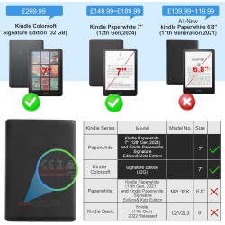 Tqq étui pour kindle paperblanc 7" (12ème génération - 2024) et kindle colorsoft signature edition, coque de protection en tpu u