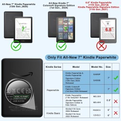 Tqq étui pour 7" kindle paperblanc et kindle colorsoft signature edition (modèle 2024 uniquement), protection complète, léger et