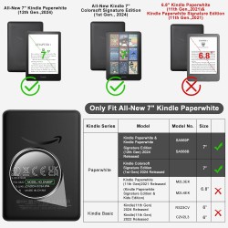 Tqq étui pour 7" kindle paperblanc et kindle colorsoft signature edition (modèle 2024 uniquement), protection complète, léger et