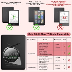 Tqq étui pour 7" kindle paperblanc et kindle colorsoft signature edition (modèle 2024 uniquement), protection complète, léger et