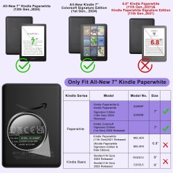 Tqq étui pour 7" kindle paperblanc et kindle colorsoft signature edition (modèle 2024 uniquement), protection complète, léger et