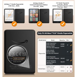 Moko étui compatible avec 7"/6,8 pouces kindle paperblanc(12e gén. 2024/11e gén. 2021), coque de protection avec dragonne, auto 