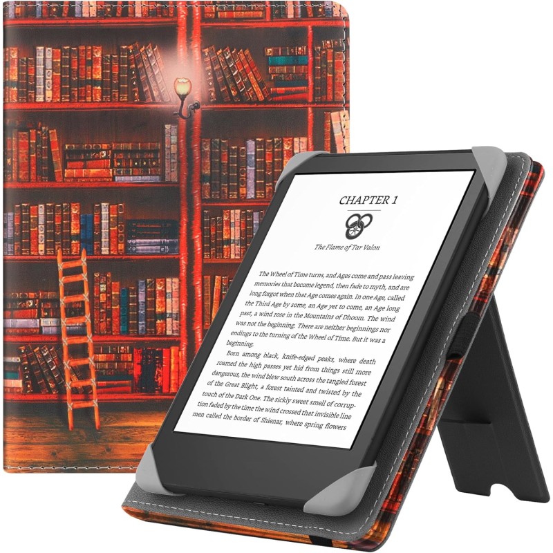 Etui universel pour tout le 6" paperblanc ereaders, folio stand coque housse avec dragonne compatible avec kindle 2022/kindle pa