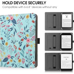Etui universel pour tout le 6" ereaders, folio stand coque housse avec dragonne compatible avec paperblanc/kobo/tolino/pocketook