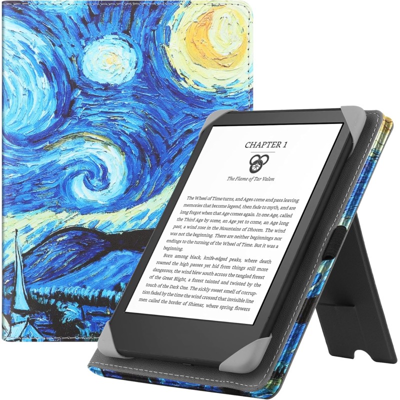 Etui universel pour tout le 6" paperblanc ereaders, folio stand coque housse avec dragonne compatible avec kindle 2022/kindle pa
