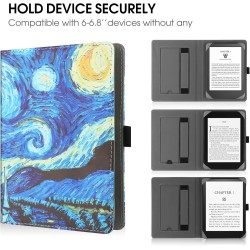 Etui universel pour tout le 6" paperblanc ereaders, folio stand coque housse avec dragonne compatible avec kindle 2022/kindle pa