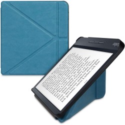 kwmobile Étui Compatible avec Kobo Libra H2O Coque - Étui à Rabat magnétique Tablette eReader Similicuir - pétrole