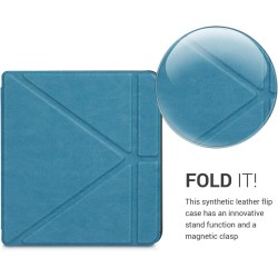 kwmobile Étui Compatible avec Kobo Libra H2O Coque - Étui à Rabat magnétique Tablette eReader Similicuir - pétrole
