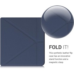 kwmobile Étui Compatible avec Kobo Libra H2O Coque - Étui à Rabat magnétique Tablette eReader Similicuir - Bleu foncé