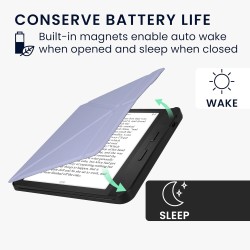 kwmobile Étui Compatible avec Kobo Libra H2O Coque - Étui à Rabat magnétique Tablette eReader Similicuir - Lavande