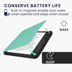 kwmobile Étui Compatible avec Kobo Libra H2O Coque - Étui à Rabat magnétique Tablette eReader Similicuir - Menthe glaciale