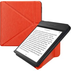 Kwmobile étui compatible avec kobo libra h2o coque - étui à rabat magnétique tablette ereader similicuir - orange