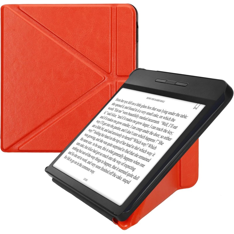 Kwmobile étui compatible avec kobo libra h2o coque - étui à rabat magnétique tablette ereader similicuir - orange
