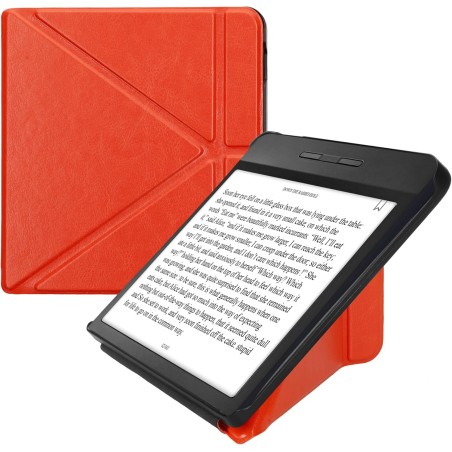 Kwmobile étui compatible avec kobo libra h2o coque - étui à rabat magnétique tablette ereader similicuir - orange