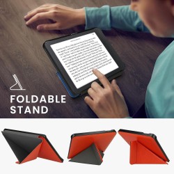 Kwmobile étui compatible avec kobo libra h2o coque - étui à rabat magnétique tablette ereader similicuir - orange