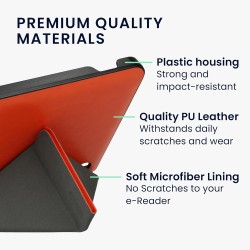 Kwmobile étui compatible avec kobo libra h2o coque - étui à rabat magnétique tablette ereader similicuir - orange
