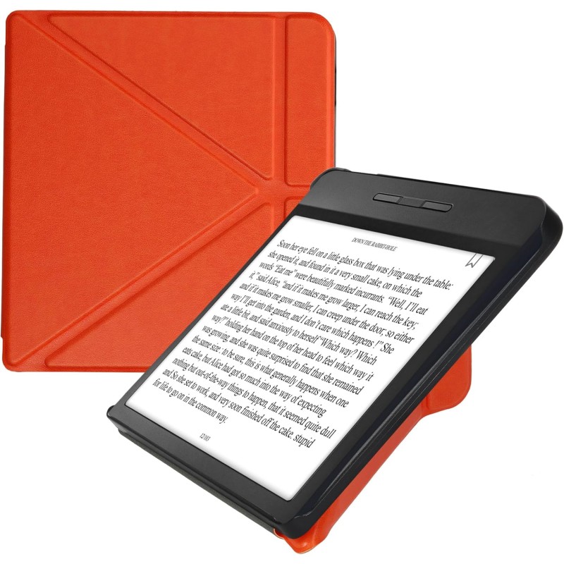 Kwmobile étui compatible avec kobo libra h2o coque - étui à rabat magnétique tablette ereader similicuir - orange fruitée