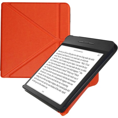 Kwmobile étui compatible avec kobo libra h2o coque - étui à rabat magnétique tablette ereader similicuir - orange fruitée