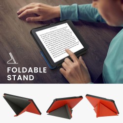 Kwmobile étui compatible avec kobo libra h2o coque - étui à rabat magnétique tablette ereader similicuir - orange fruitée