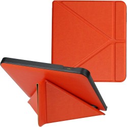 Kwmobile étui compatible avec kobo libra h2o coque - étui à rabat magnétique tablette ereader similicuir - orange fruitée